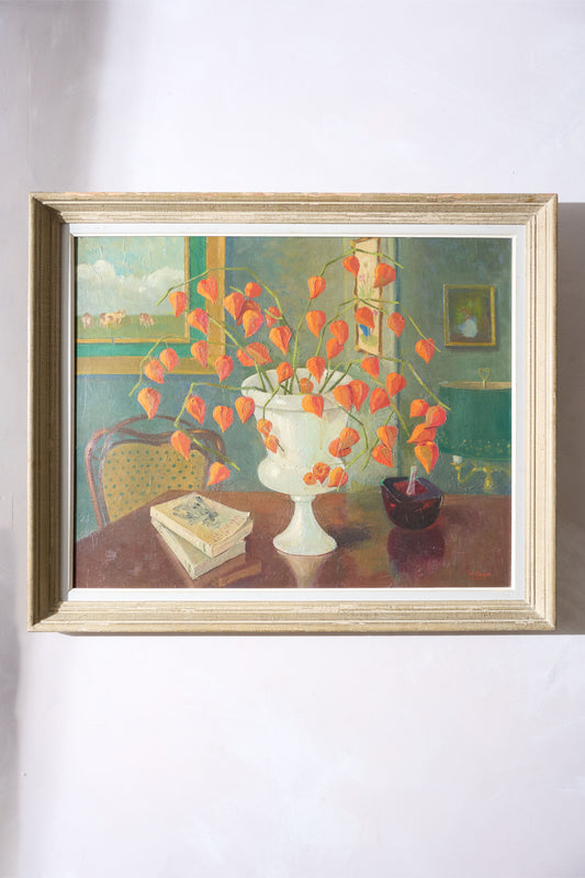 Large 20th century painting of Physalis
