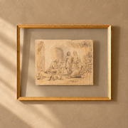 18th Century Sketch titled - Old man and his 3 sons - TallBoy Interiors