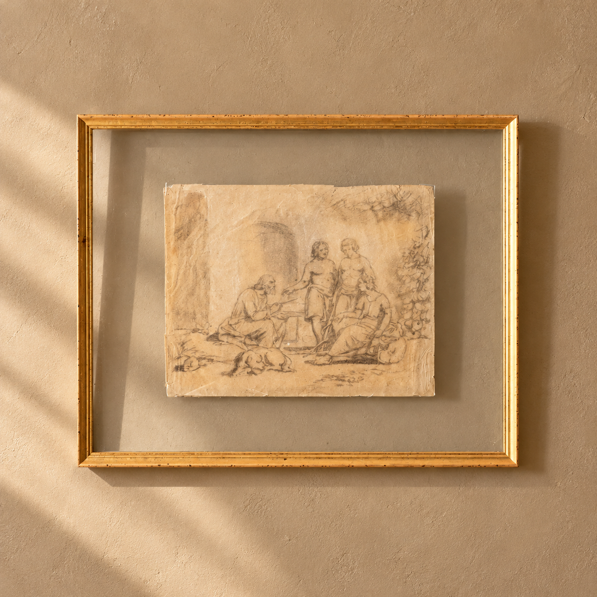 18th Century Sketch titled - Old man and his 3 sons - TallBoy Interiors