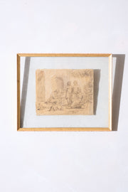 18th Century Sketch titled - Old man and his 3 sons - TallBoy Interiors