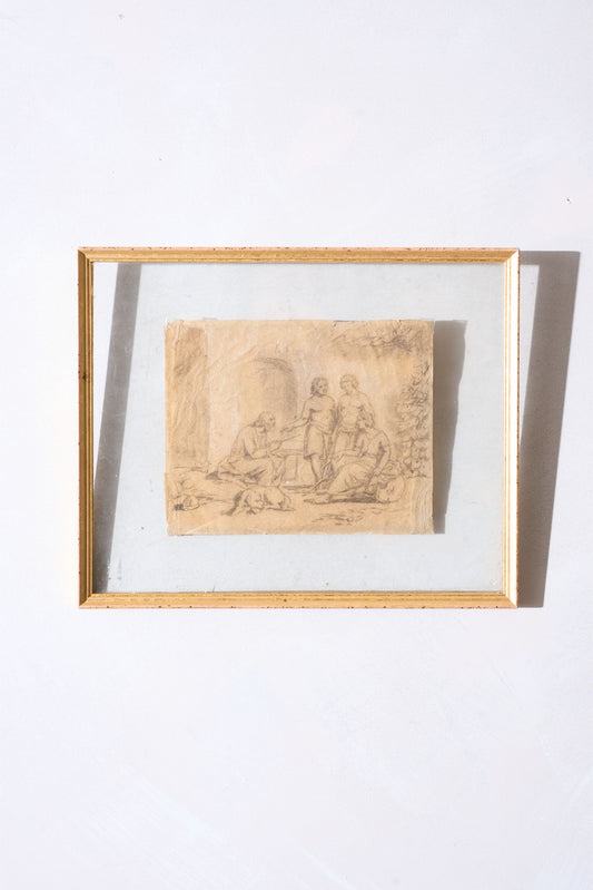 18th Century Sketch titled - Old man and his 3 sons