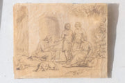 18th Century Sketch titled - Old man and his 3 sons - TallBoy Interiors