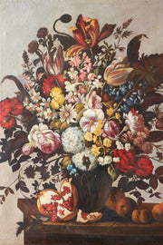 Large 18th Century Italian painting of Flowers