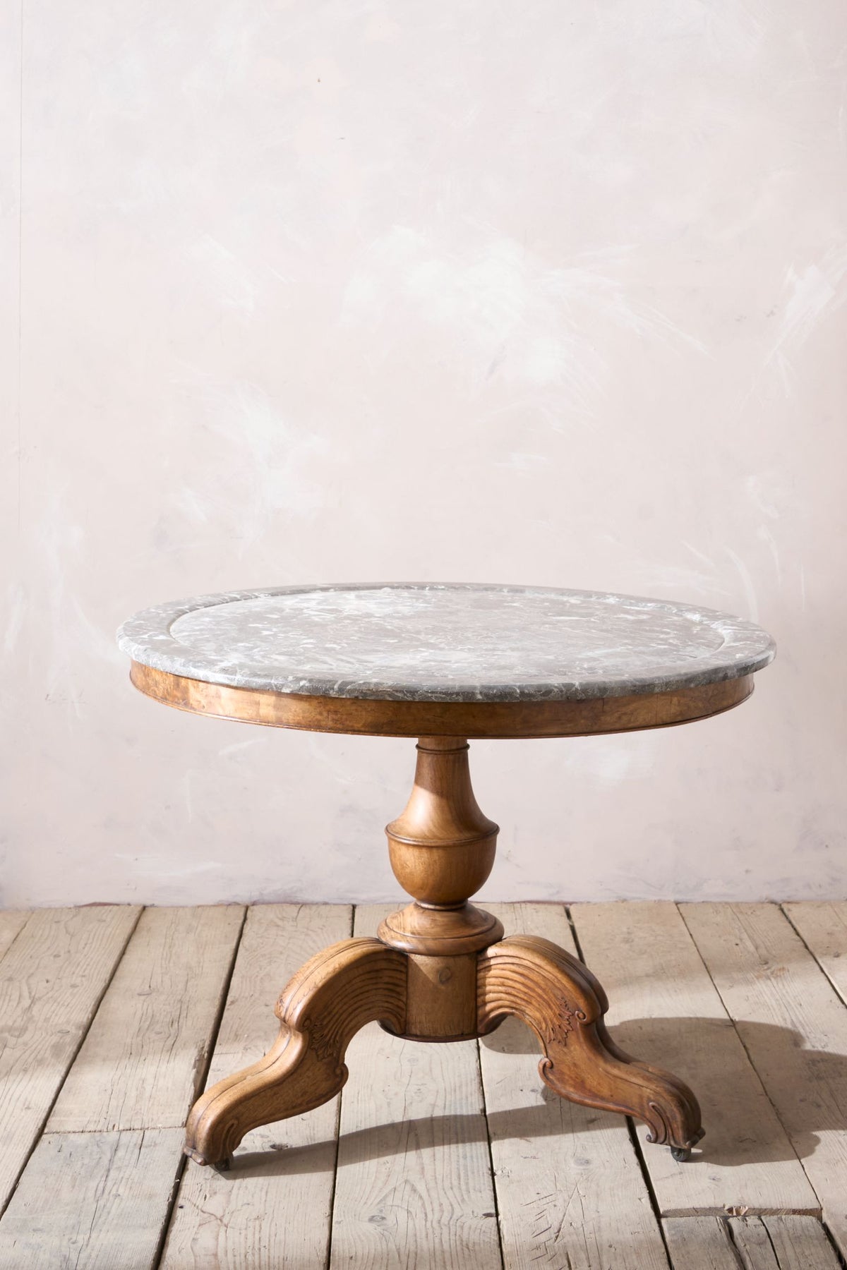 Early 19th century Walnut and Grey marble Gueridon Table - TallBoy Interiors