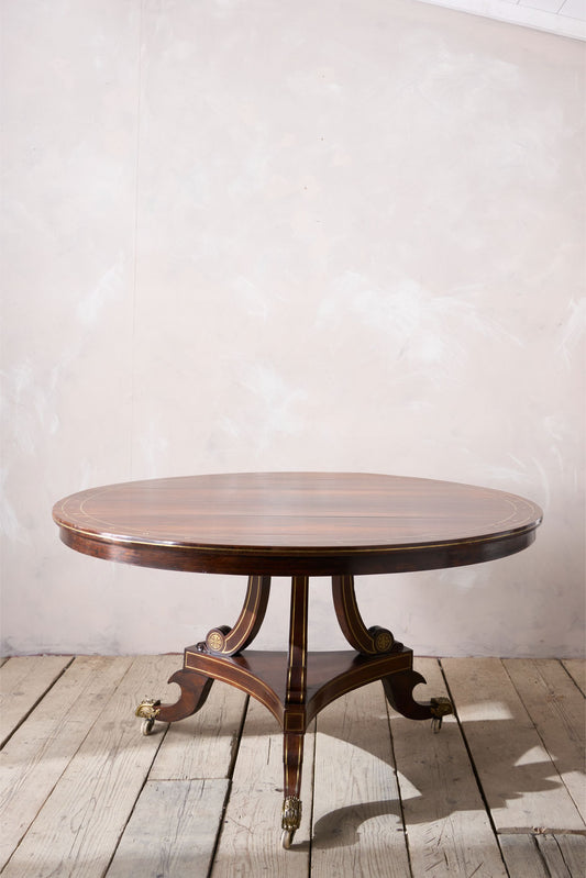 Exceptional Regency period Rosewood and brass inlay centre table