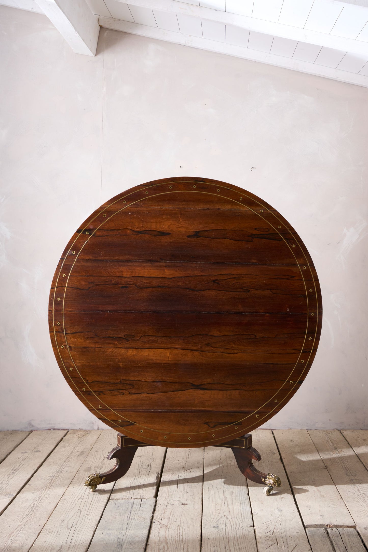 Exceptional Regency period Rosewood and brass inlay centre table