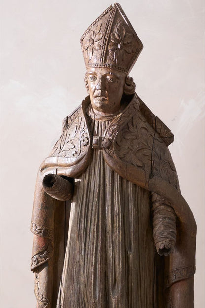 Pair of 5ft5inch tall 16th century Carved Bishops