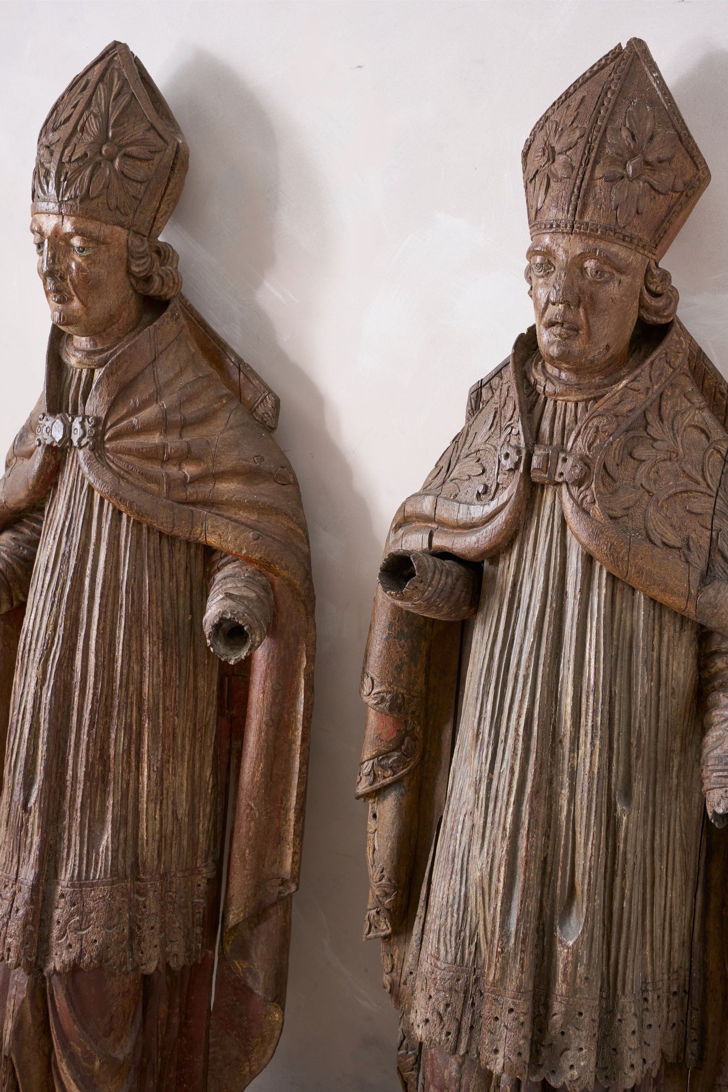 Pair of 5ft5inch tall 16th century Carved Bishops