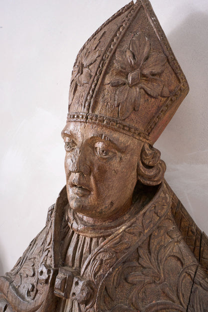 Pair of 5ft5inch tall 16th century Carved Bishops