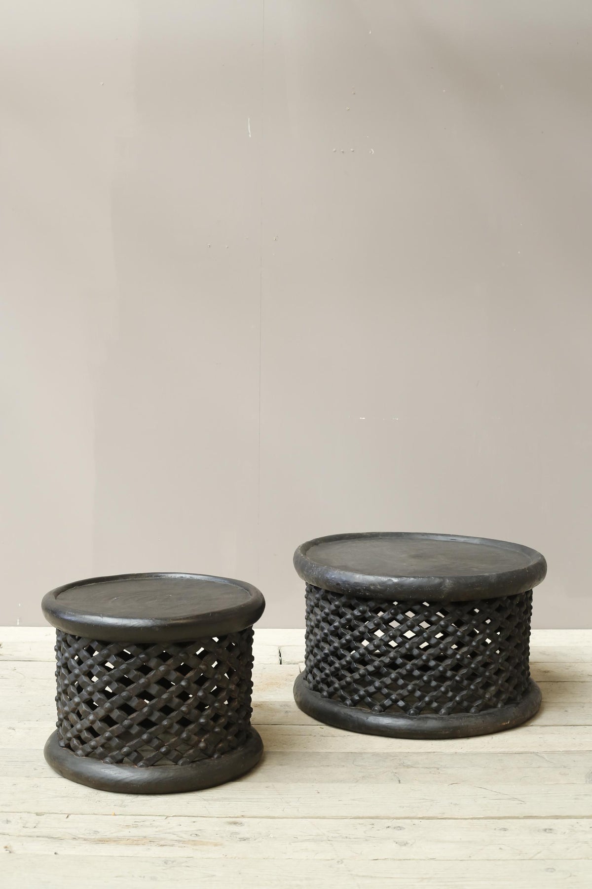 Pair of 20th century Carved African coffee tables