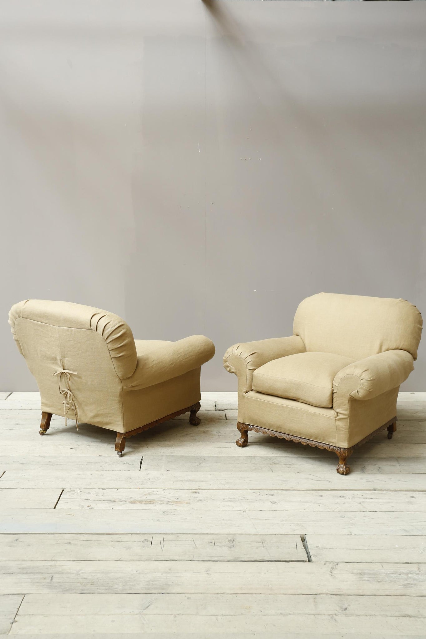 Pair of Early 20th century ball and claw country house armchairs