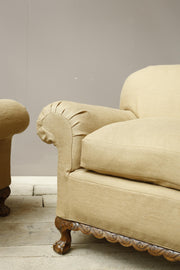Pair of Early 20th century ball and claw country house armchairs - TallBoy Interiors