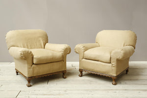 Pair of Early 20th century ball and claw country house armchairs