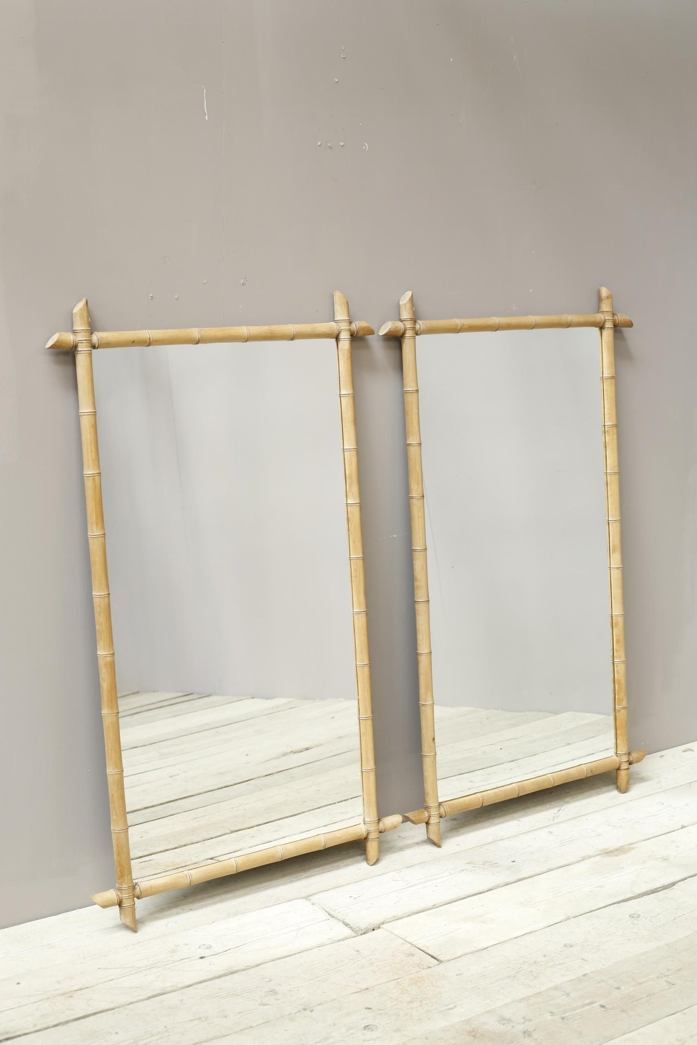 Pair of Very large 20th century faux bamboo mirrors