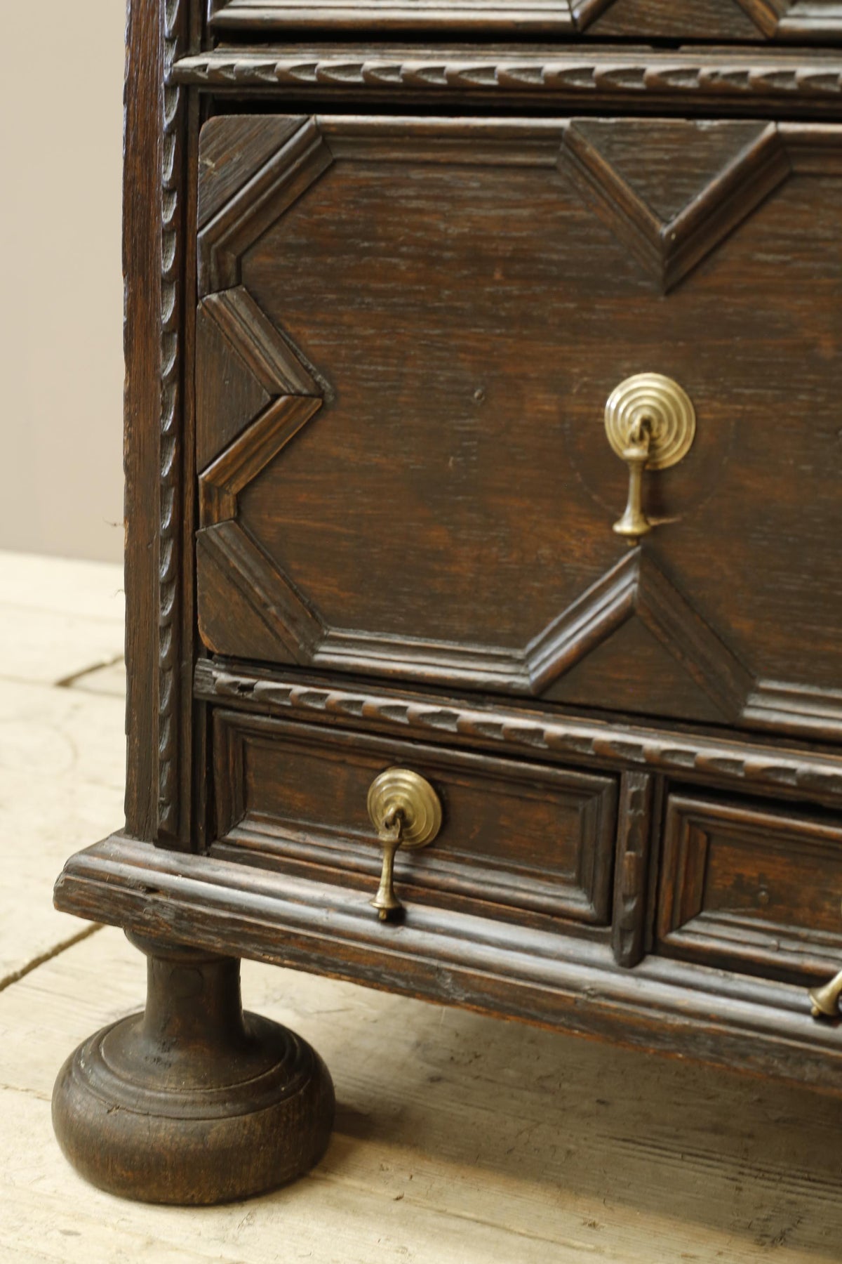 18th century Oak Geometric chest of drawers - TallBoy Interiors