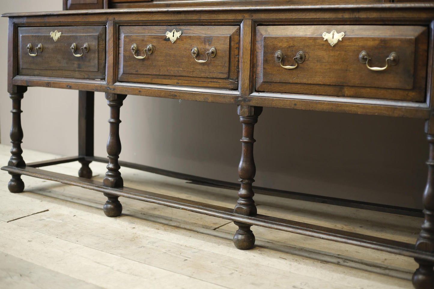 18th century English oak dresser on tall legs