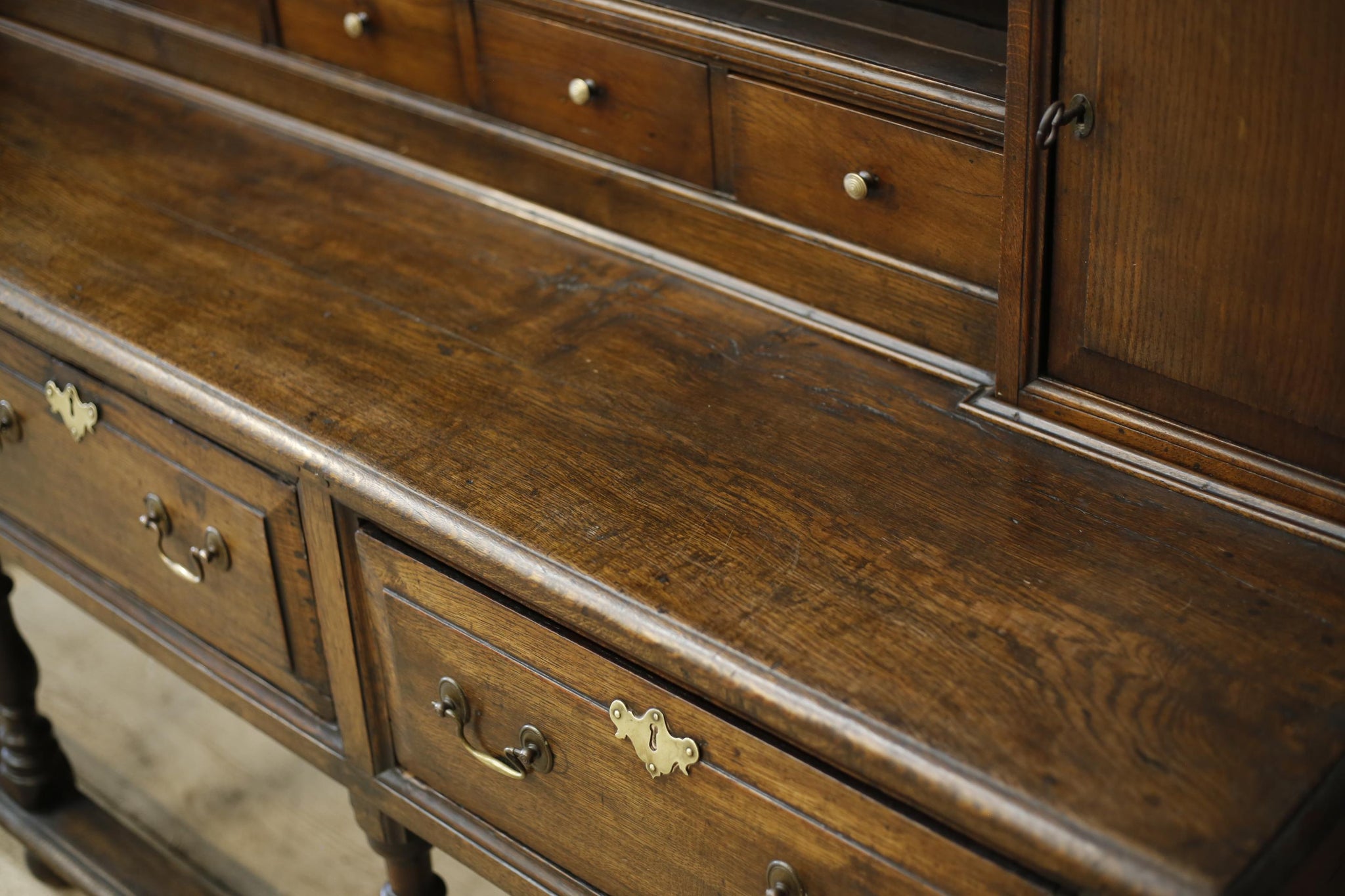 18th century English oak dresser on tall legs