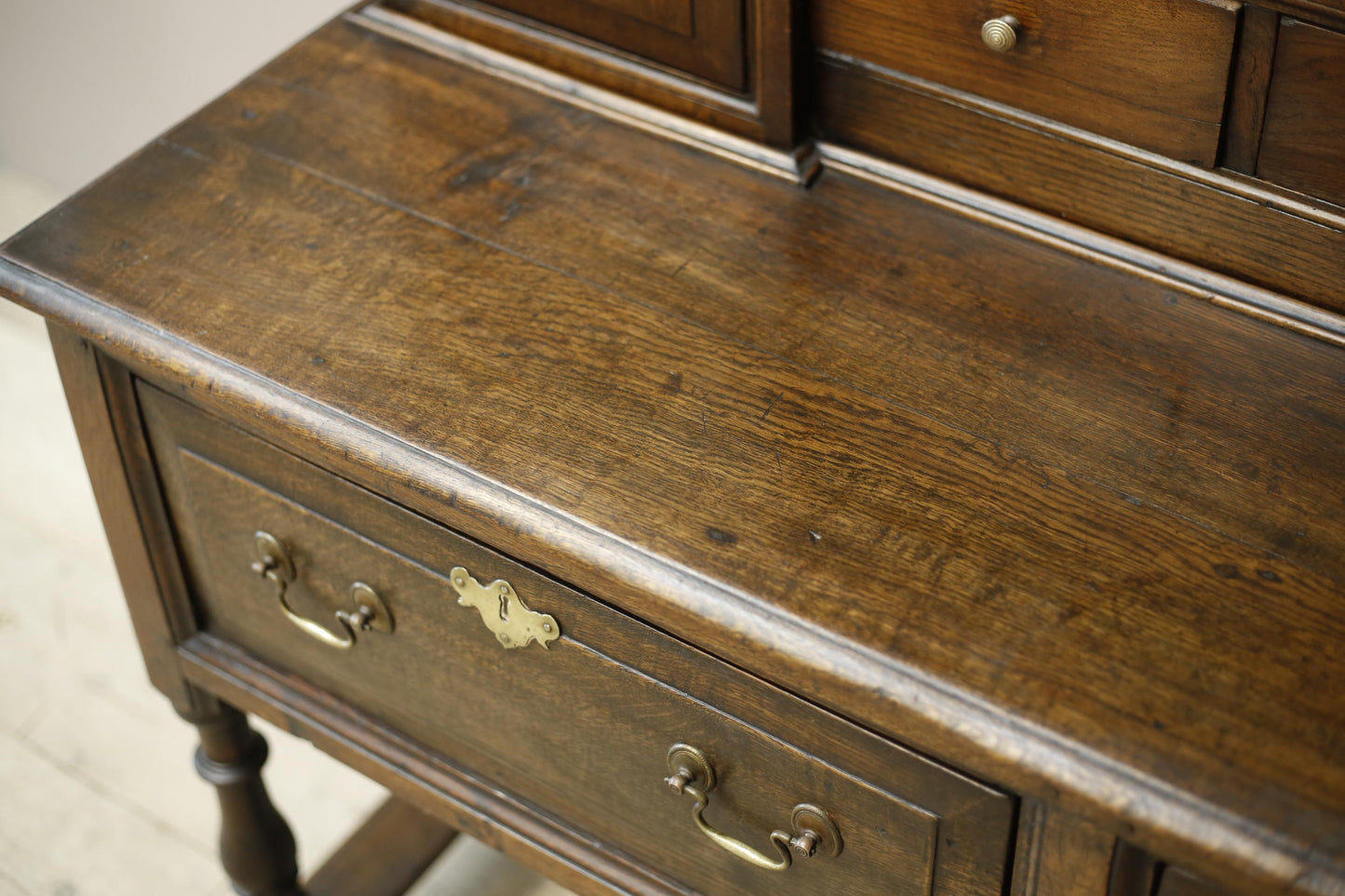 18th century English oak dresser on tall legs