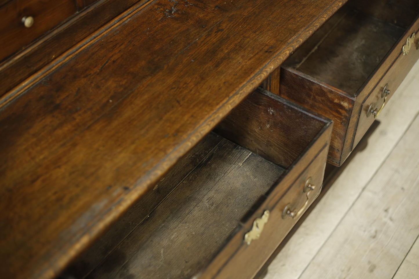 18th century English oak dresser on tall legs
