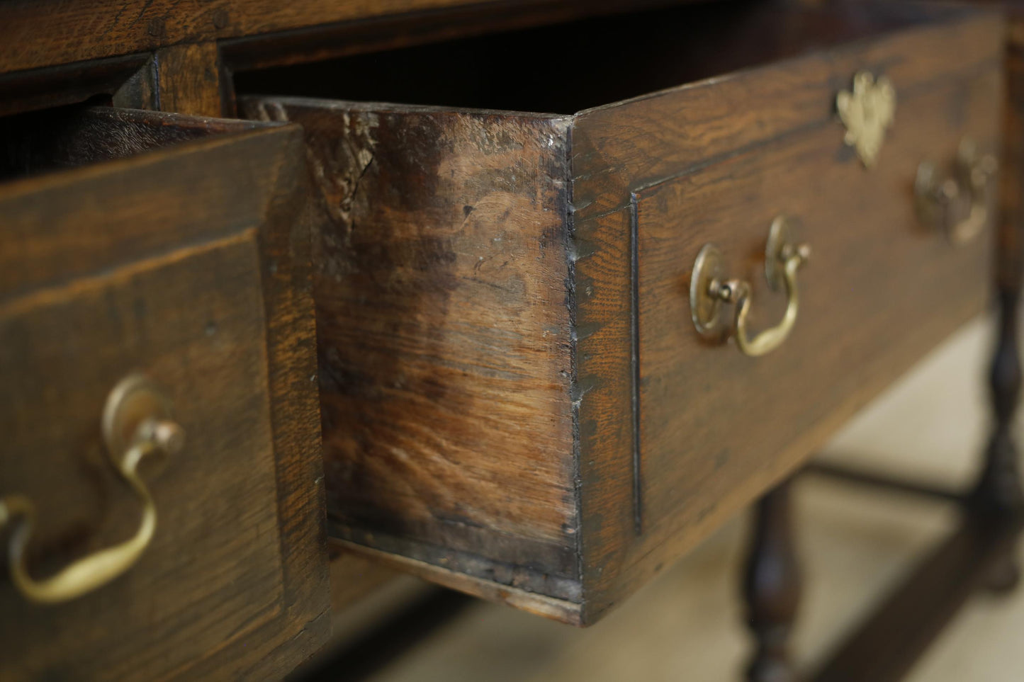 18th century English oak dresser on tall legs