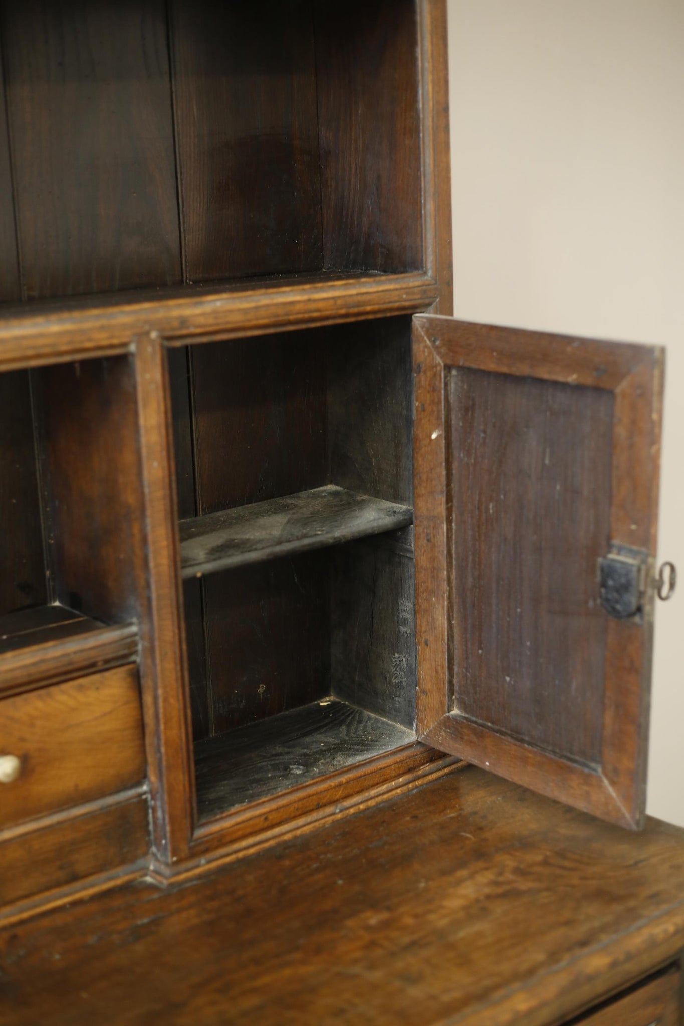 18th century English oak dresser on tall legs