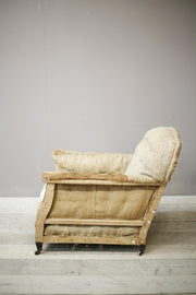 Deep seated Edwardian country house armchair - TallBoy Interiors