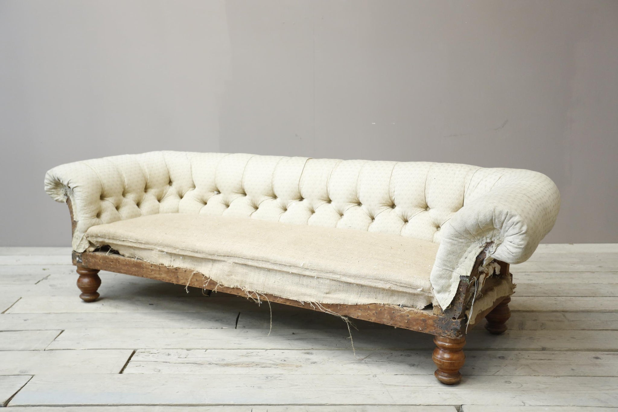Victorian deep buttoned scroll arm chesterfield sofa