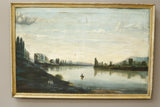 Large late 18th century French landscape oil on canvas