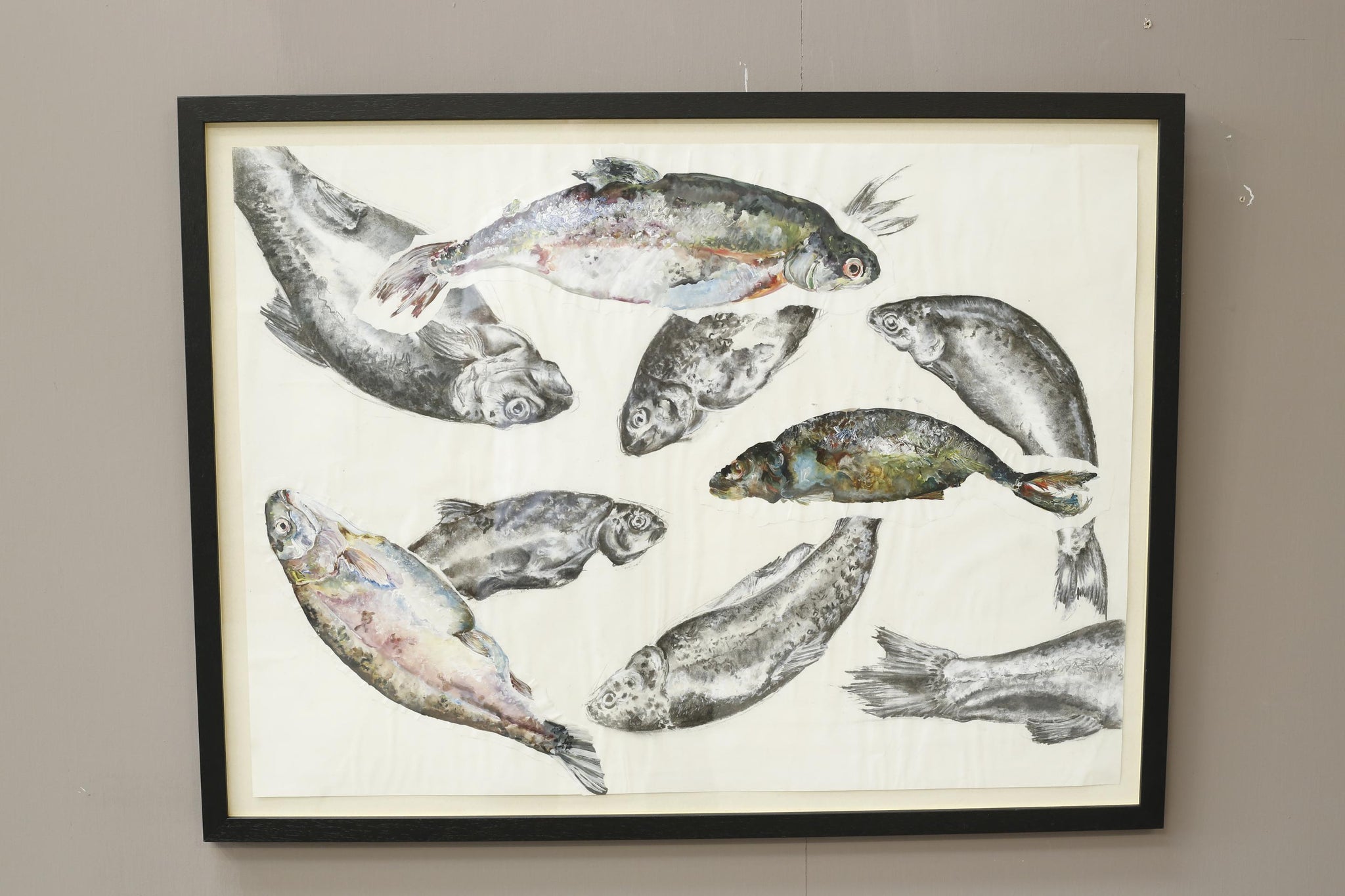 21st century oil, chalk and charcoal artwork - Rainbow Trout