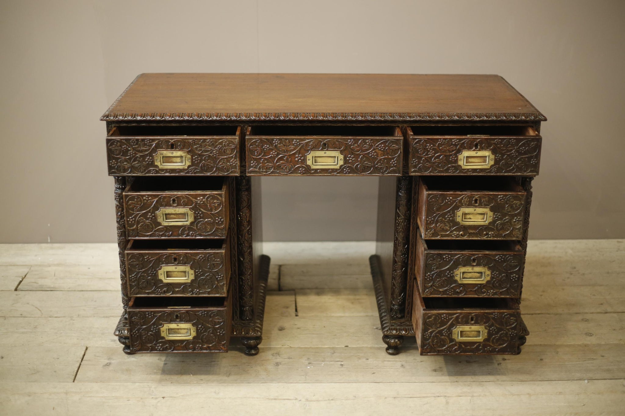 19th century Anglo-Indian Padouk campaign desk