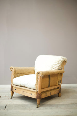 Howard and sons style Edwardian cushioned back armchair