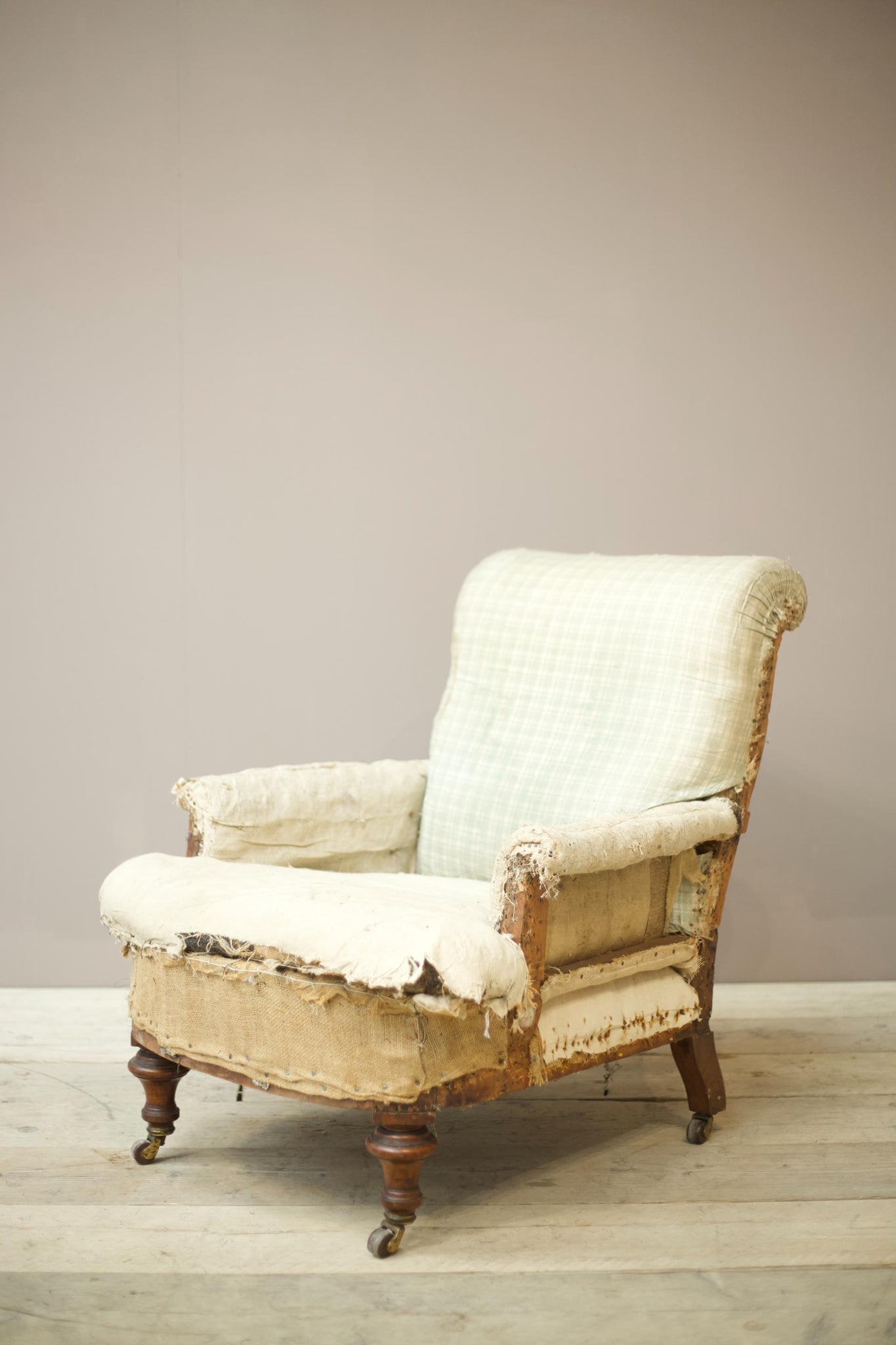 Victorian English scroll back armchair