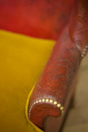 19th century red leather wingback armchair - TallBoy Interiors