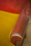 19th century red leather wingback armchair