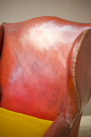 19th century red leather wingback armchair - TallBoy Interiors