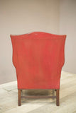 19th century red leather wingback armchair