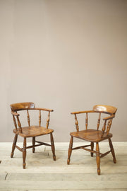 Pair of early 20th century Ash and Elm smokers chairs - TallBoy Interiors