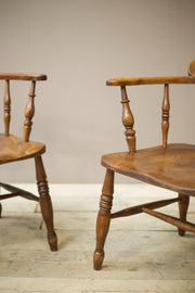 Pair of early 20th century Ash and Elm smokers chairs - TallBoy Interiors