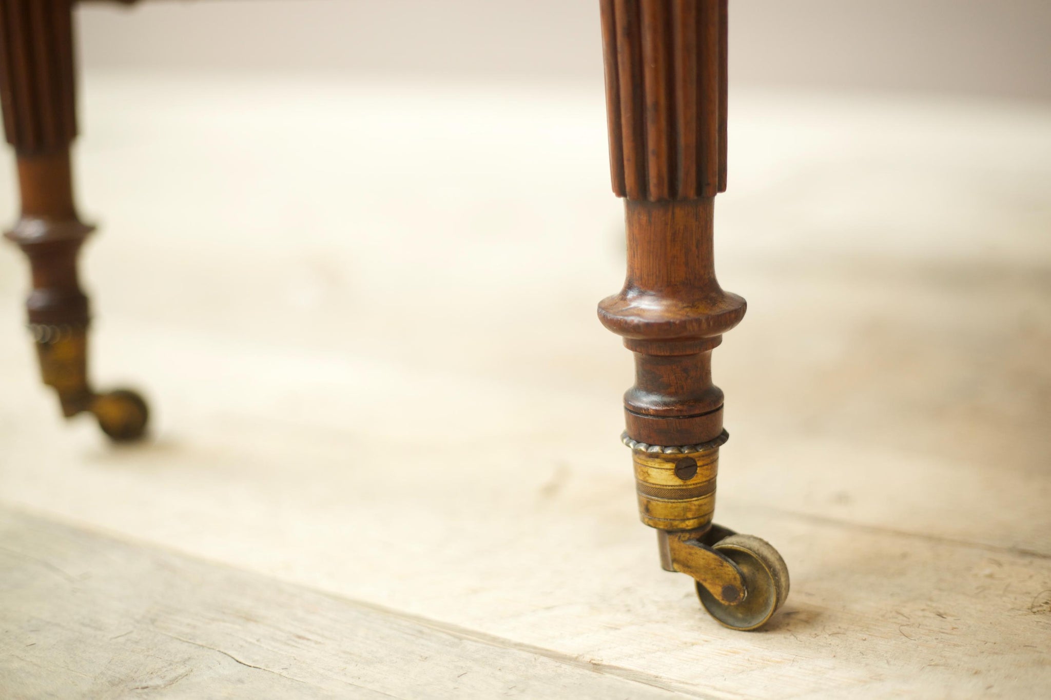 Georgian lift top mahogany work table with reeded legs