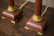 Pair of 19th century Red marble and ormolu table lamps - TallBoy Interiors