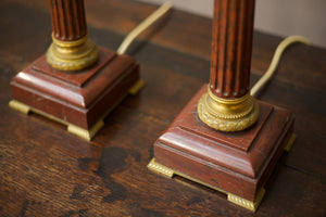 Pair of 19th century Red marble and ormolu table lamps