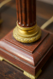 Pair of 19th century Red marble and ormolu table lamps - TallBoy Interiors