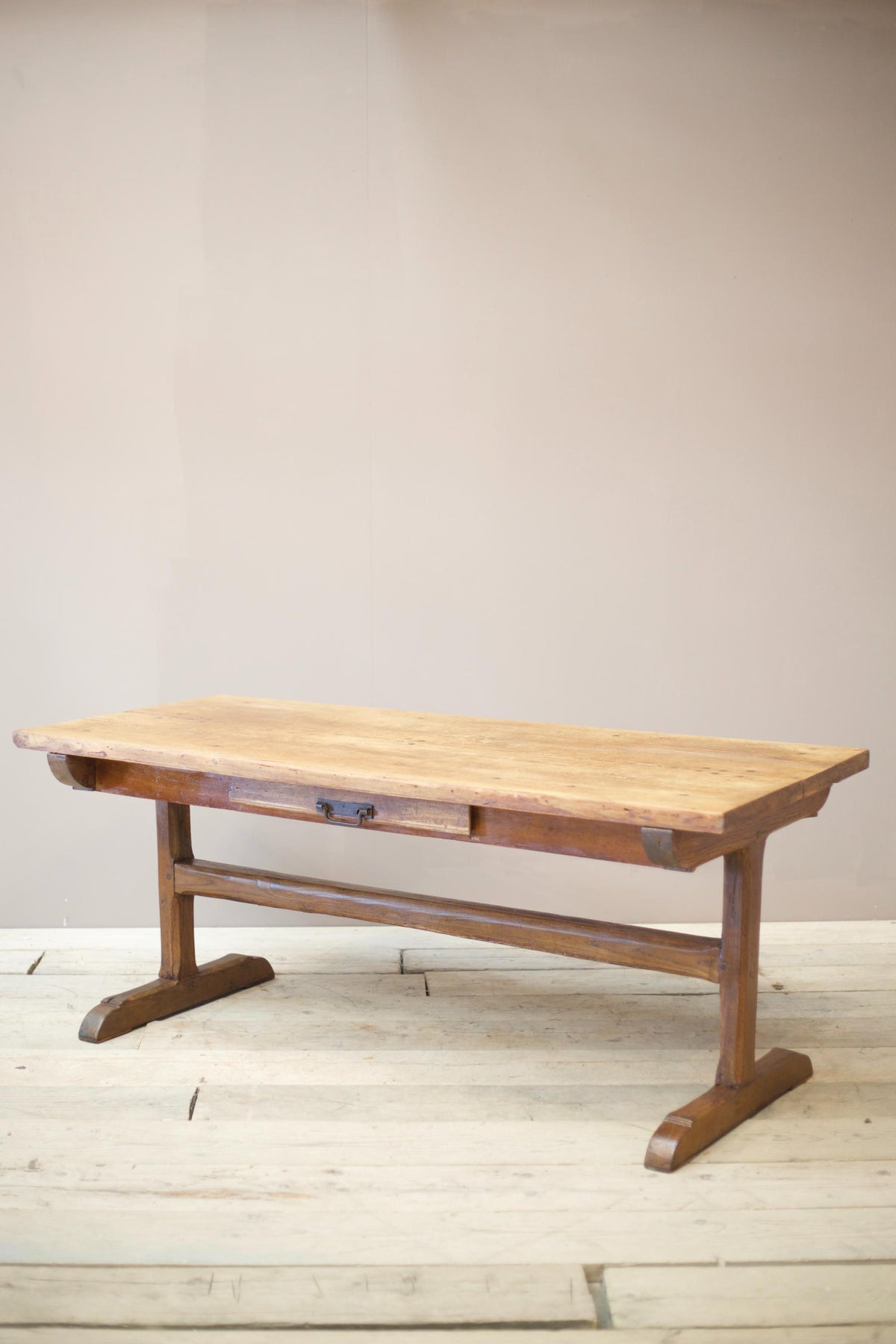 19th century French refectory table with elm planked top - TallBoy Interiors