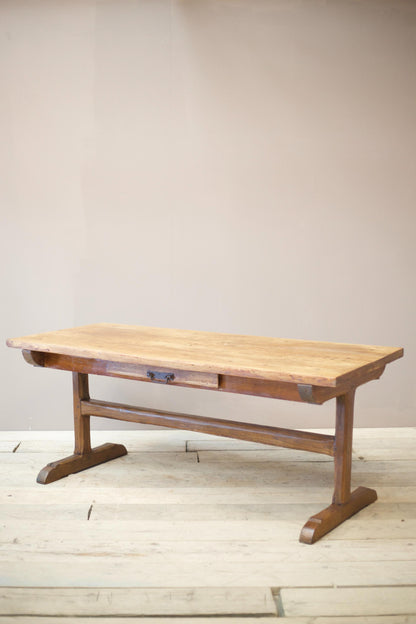 19th century French refectory table with elm planked top