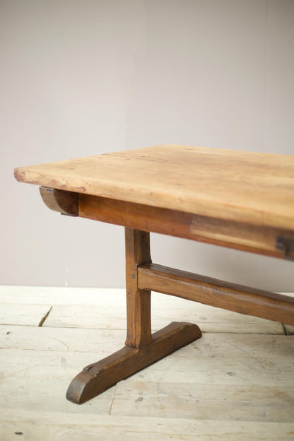 19th century French refectory table with elm planked top