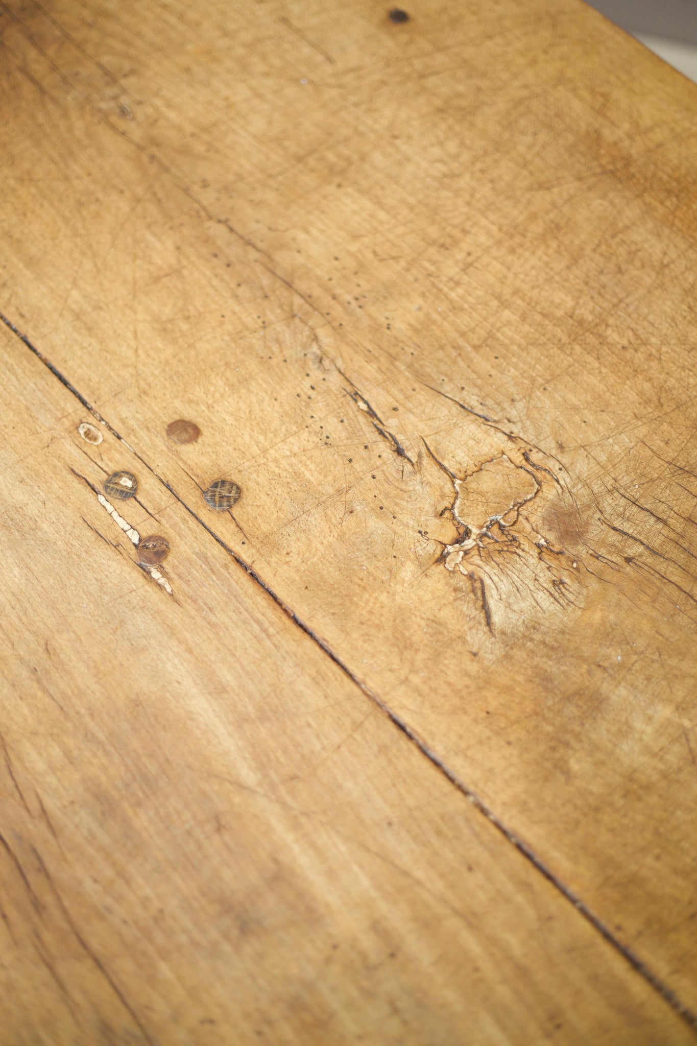 19th century French refectory table with elm planked top