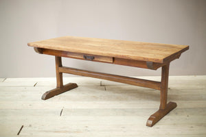 19th century French refectory table with elm planked top