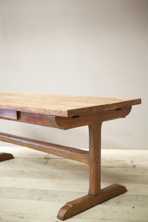 19th century French refectory table with elm planked top