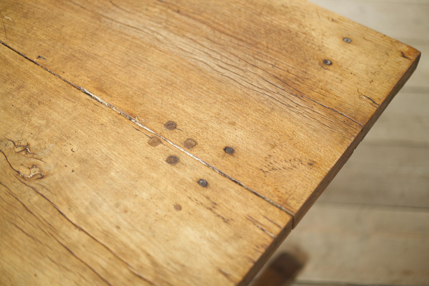 19th century French refectory table with elm planked top