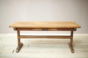19th century French refectory table with elm planked top